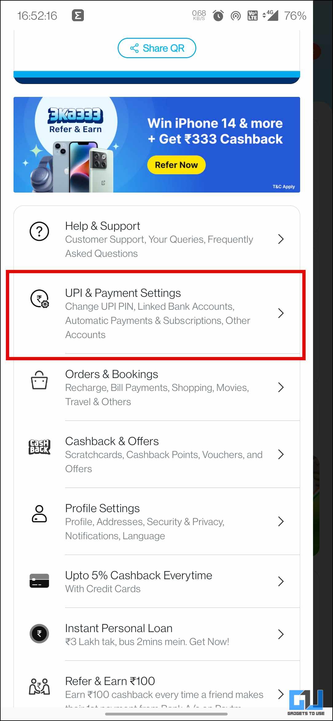 Paytm Auto-Pay Settings