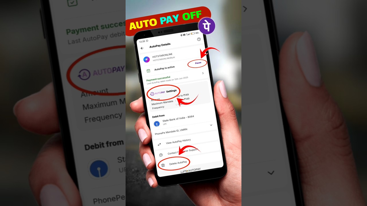 PhonePe Auto-Pay Settings